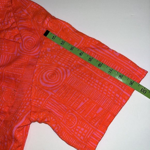 VTG 70’s Pennys Hawaiian Tropical Bright Orange Camp Shirt Sz Medium - Picture 7 of 8